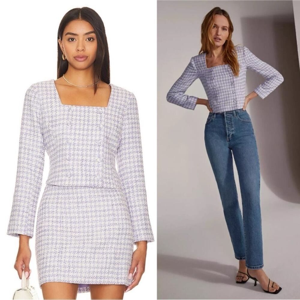 Favorite Daughter The Dasha Tweed Top in Lilac $338